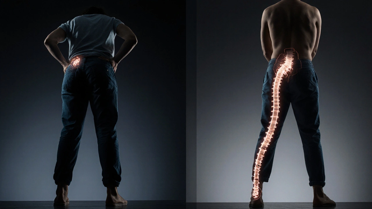 Porovnání před a po Dornově metodě: jedna strana ukazuje nesymetrické tělo, druhá rovnovážné postavení.