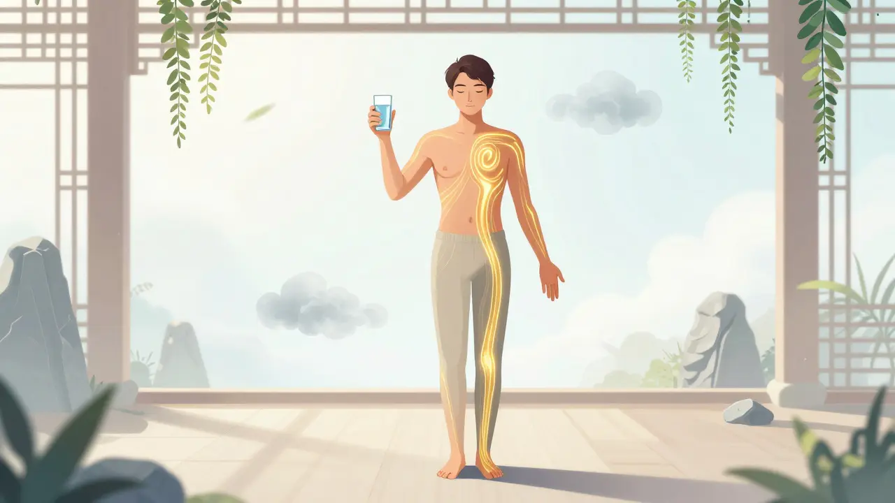 Koncept uvolnění energie Qi a detoxikace po masáži TCM